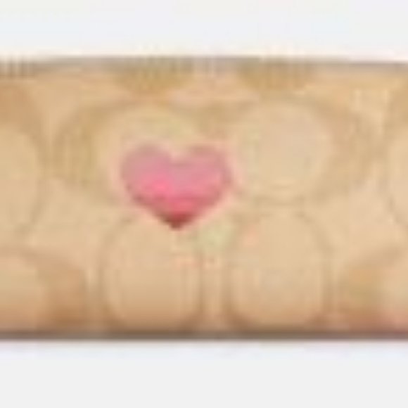 COACH Signature Heart Striped Pencil/Brush Case in Light Khaki/Pink - Picture 6 of 6